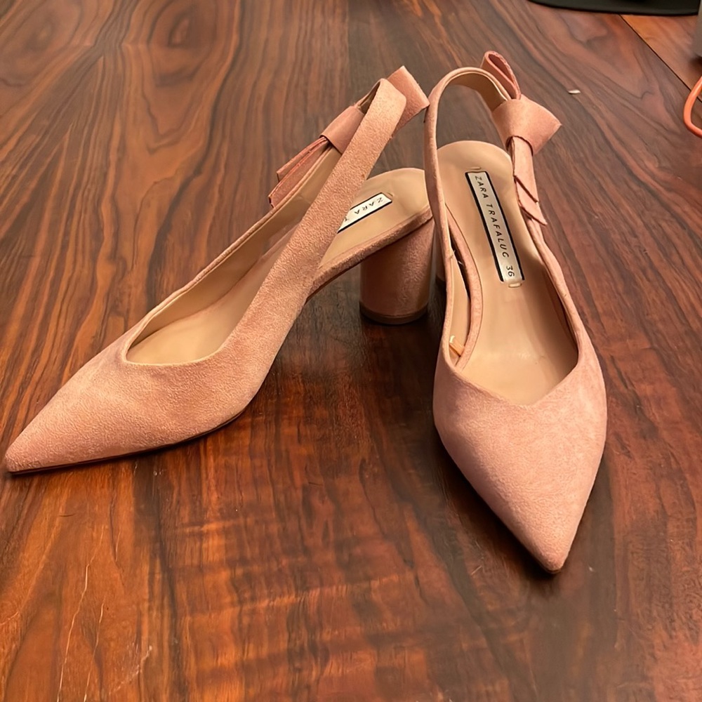 Zara Trafaluc suede sling back heels